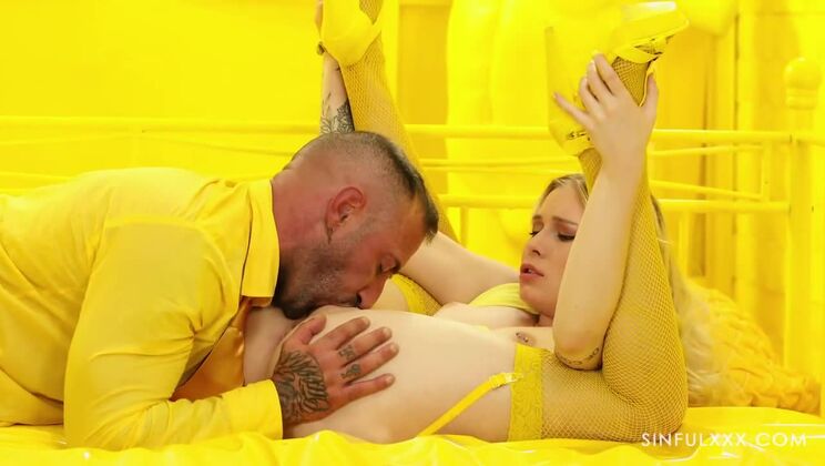 Sinful Colors: Blonde and Tattooed in Yellow