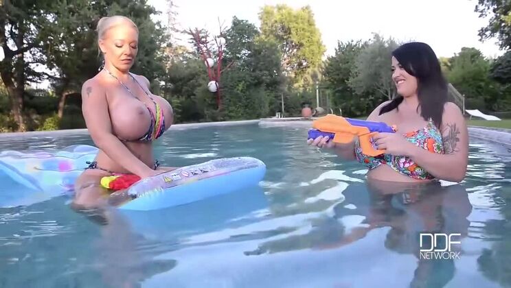 [DDFBusty] - British Big Tits Leanne Crow and Delz Angel's Pool Party - Leanne Crow - Delz Angel