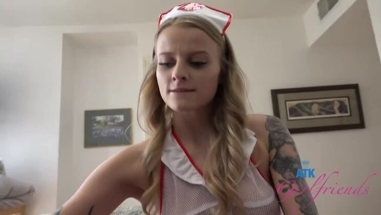 Tattooed Blonde Paris White's Naughty Nurse Play!