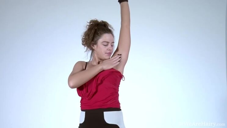 Brunette Beauty Dominique Bares Her Hairy Body