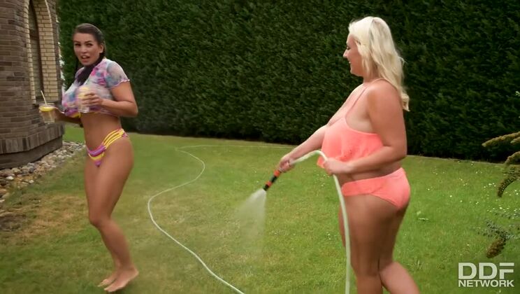[DDFBusty] - Blonde And Brunette With A Hose - Krystal Swift
