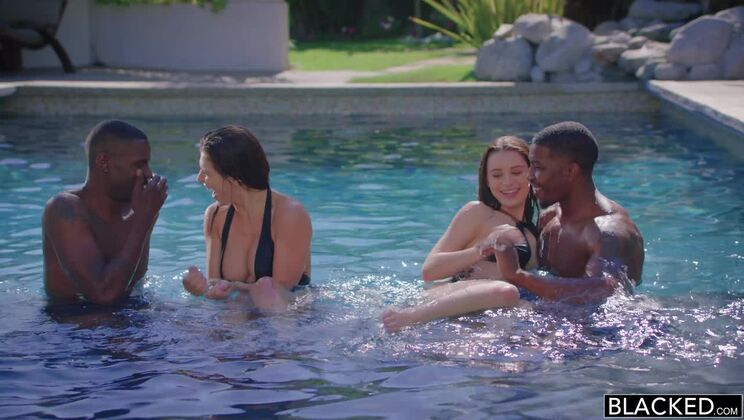 [BLACKED] - Brunette Babes Take on Big Cocks Outside - Lana Rhoades - Isiah Maxwell - Leah Gotti - Jason Brown