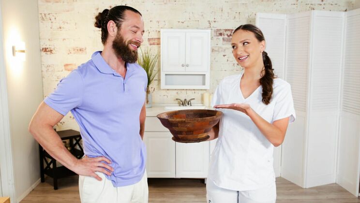 Hairy Brunette Enjoys Big Cock and Cumshot