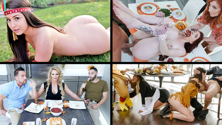 [TeamSkeetSelects] - Hot Girls Thanksgiving Party - Brooklyn Chase - Lauren Phillips - Rosalyn Sphinx - Aria Carson