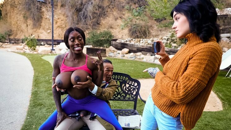 [Brazzers] - Jogging Nymph Teases Flasher with Bubble Butt - Ebony Mystique - Chong Dong