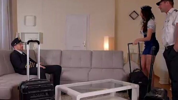 [PornWorld] - Hotel Room Hijinks: Anissa Kate Takes on Two Hung Pilots