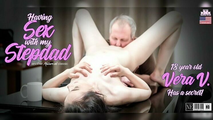 Stepdad and Teen Vera V. in Hardcore Kitchen Action