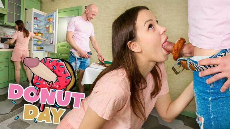 Teen Brunette Donut Fun