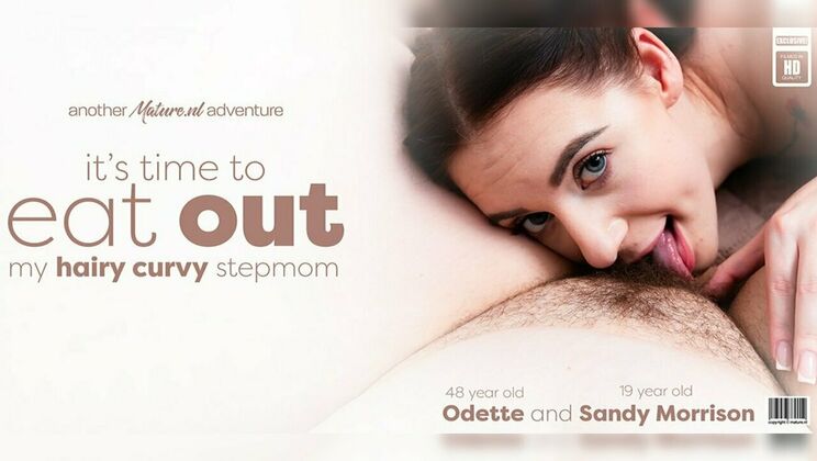 Sandy's Tongue on Odette's Big Ass and Hairy Pussy