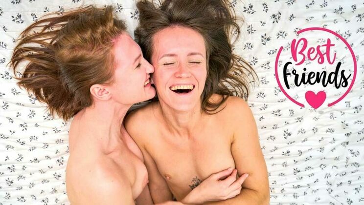 BFFs Olivia and Eliza pussy licking - shaved teens with natural tits