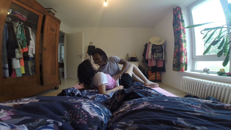 First Time Threesome - Lina, Bonnie & a Lucky Guy