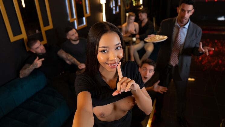 European Stud Jimmy Bud Fucks Asian Waitress in Missionary